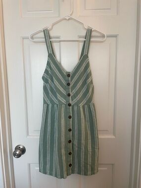 Universal Thread Green Striped Button-Front Mini Dress
